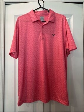 Callaway Men's Coral Pink Geo-Print Polo